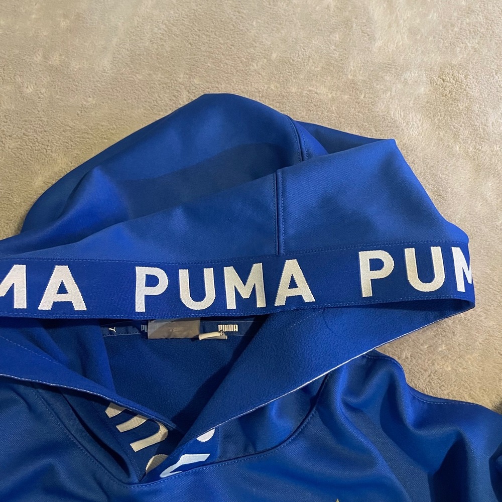 Italy Puma Warmcell Hoodie Mens XXL Blue Soccer Training Pullover Sweatshirt - Picture 8 of 13